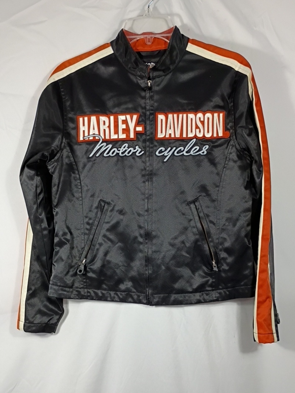 EUC Vintage Harley-Davidson Jacket Black & Orange RN 103819 Womens Sz Small 2006